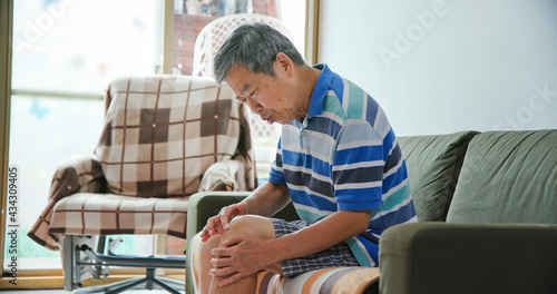 elder man has knee pain photo