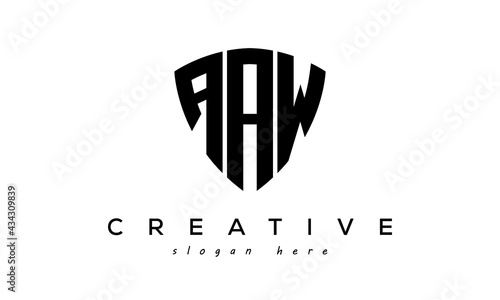 AAW letter creative logo with shield	 photo