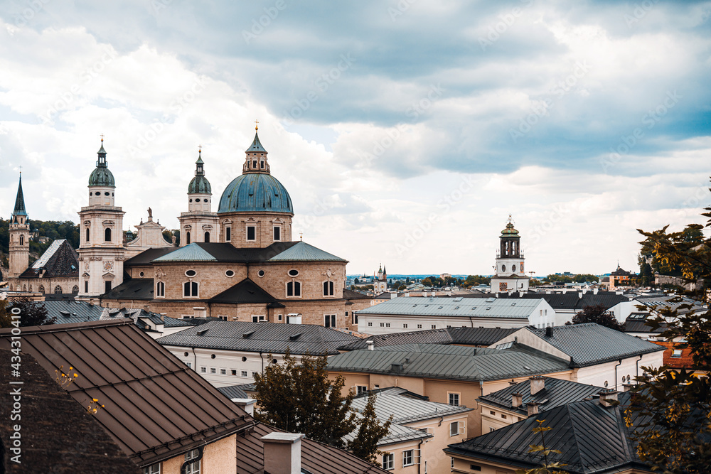 Street view of downtown in Salzburg, Austria