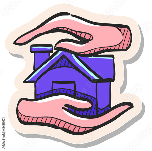 Hand drawn sticker style icon Property care