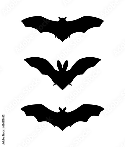 Bat silhouettes. Bat silhouettes for Halloween party. Bat template. Vector illustration.