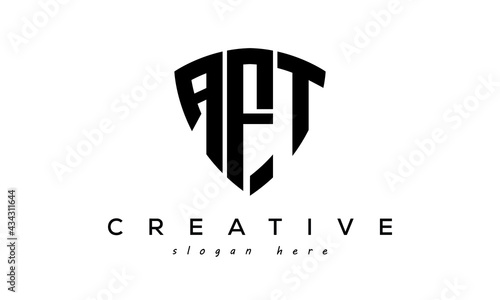 Fényképezés AFT letter creative logo with shield