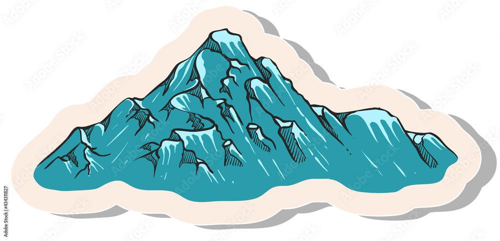 Hand drawn sticker style Mountain vector illustration