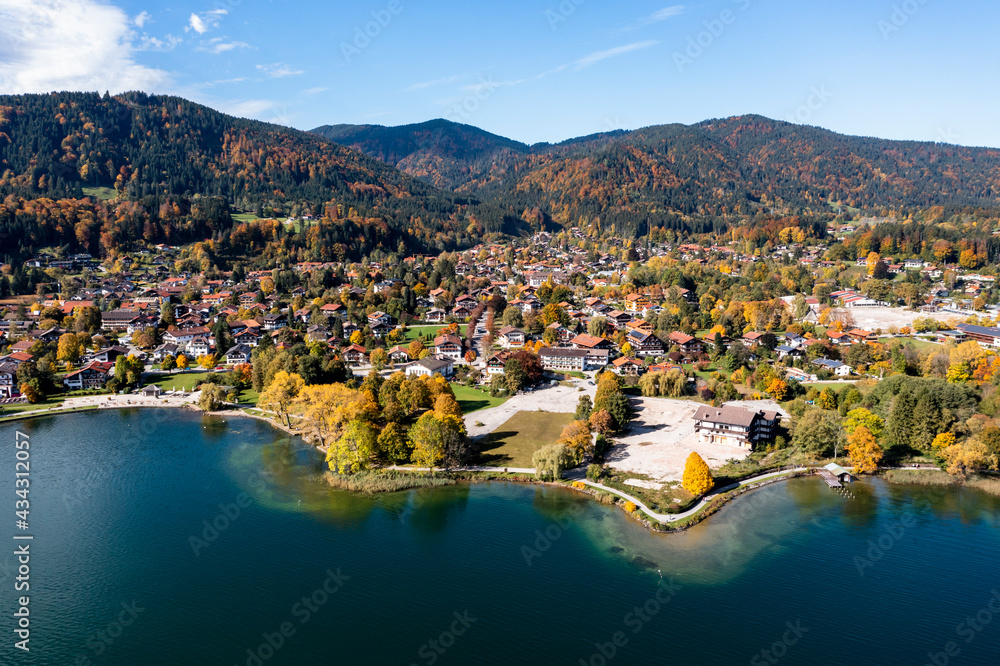 Aerial view, Bad Wiessee and Abwinkl, Tegernsee, Upper Bavaria, Bavaria, Germany,
