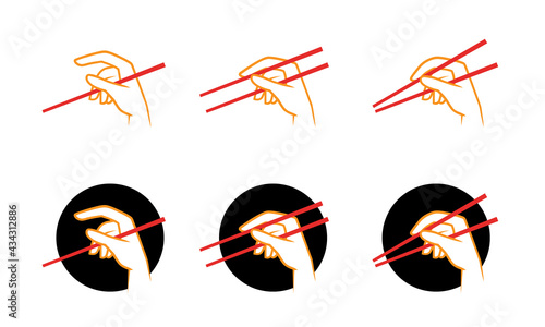 How to use chopsticks, simple vector illustration guide
