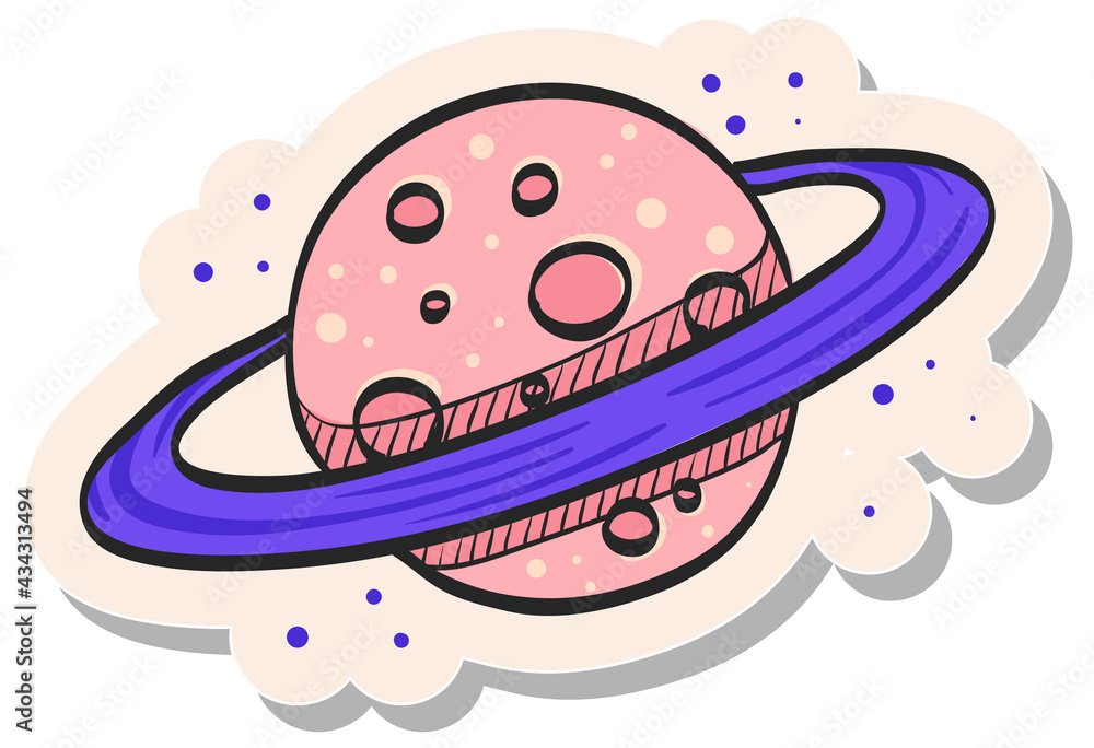 Hand drawn sticker style icon Planet Saturn Hand drawn sticker style icon Planet Saturn
