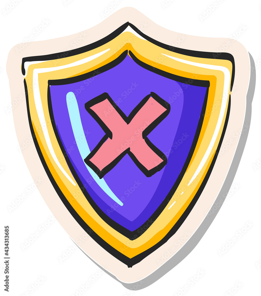 Hand drawn sticker style icon Shield Hand drawn sticker style icon Shield