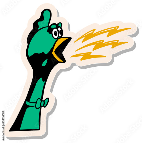 Hand drawn sticker style Shouting chicken vector illustration
