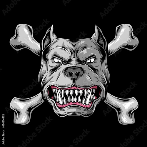 dog head with bones vector logo © InksyndromeArtwork