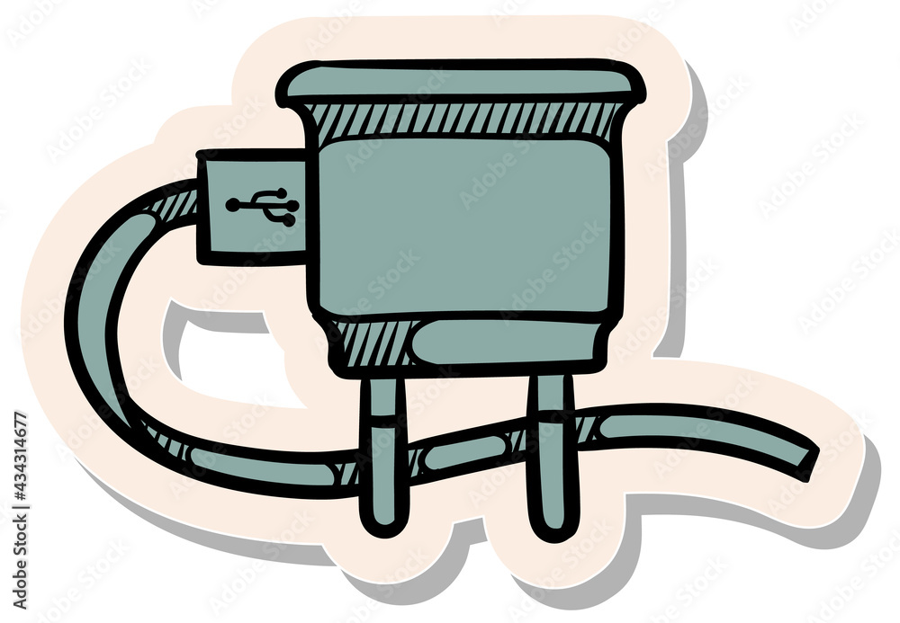 Hand drawn sticker style Phone charger icon doodle sketch vector illustration Hand drawn sticker style Phone charger icon doodle sketch vector illustration