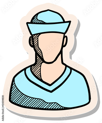 Hand drawn sticker style Sailor icon vector illustration