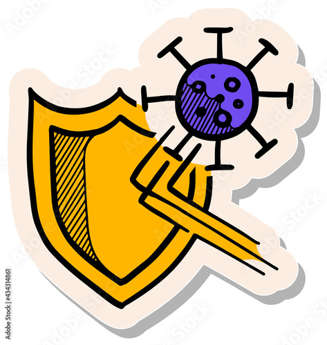 Hand drawn sticker style herd immunity concept icon vector illustration