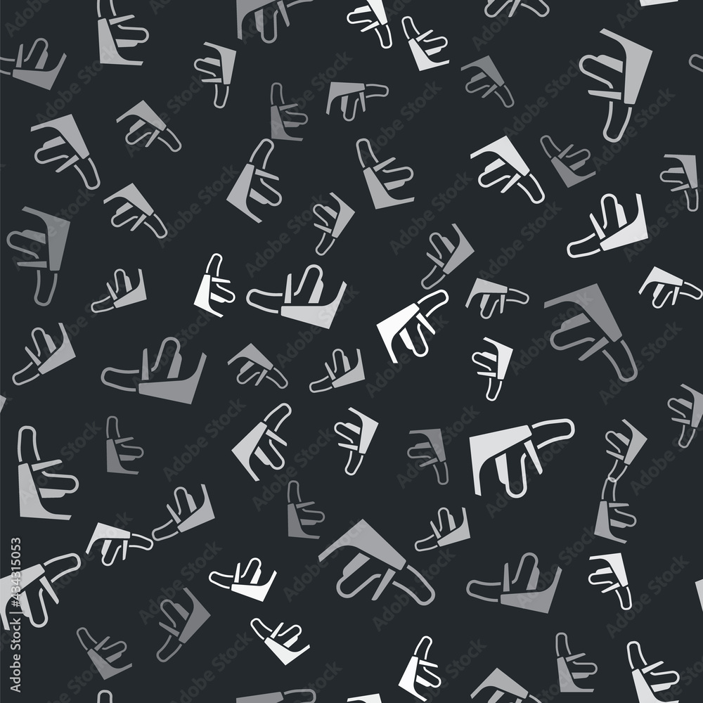Grey Airplane seat icon isolated seamless pattern on black background. Vector Grey Airplane seat icon isolated seamless pattern on black background. Vector