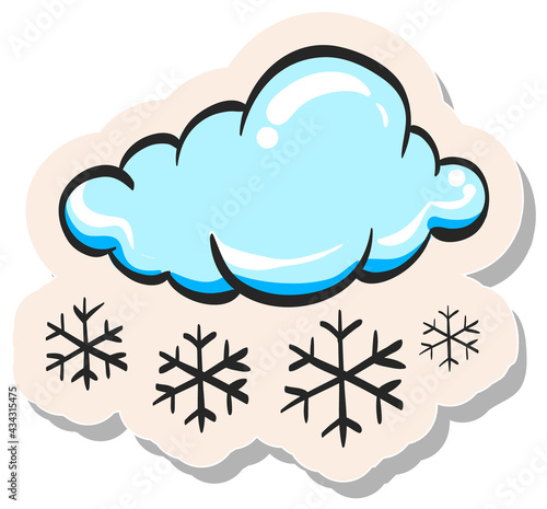 Hand drawn sticker style icon Weather overcast snowing