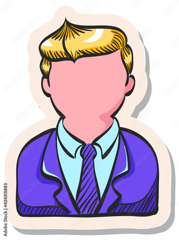 Hand drawn sticker style icon Businessman Hand drawn sticker style icon Businessman