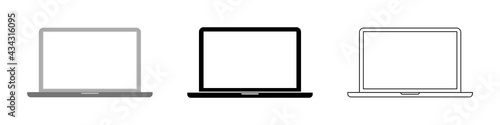 Laptop icons set. Laptop different style. Vector illustration.