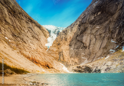 Briksdalsbreen, (Briksdal Glacier), one of the most accessible arms of the Jostedalsbreen Glacier © Dreamnordno