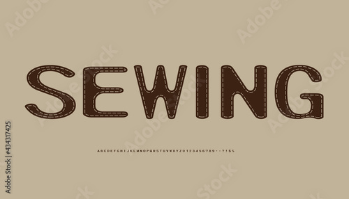 Stitched alphabet.Easy editable soft colored vector illustration in EPS10.
