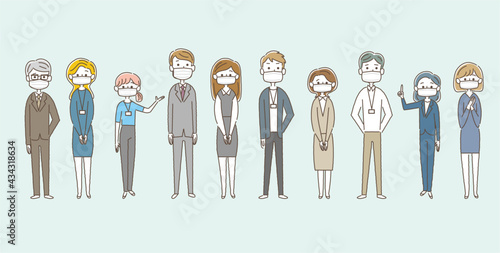 ビジネスイラスト_いろいろな人物セット_マスク