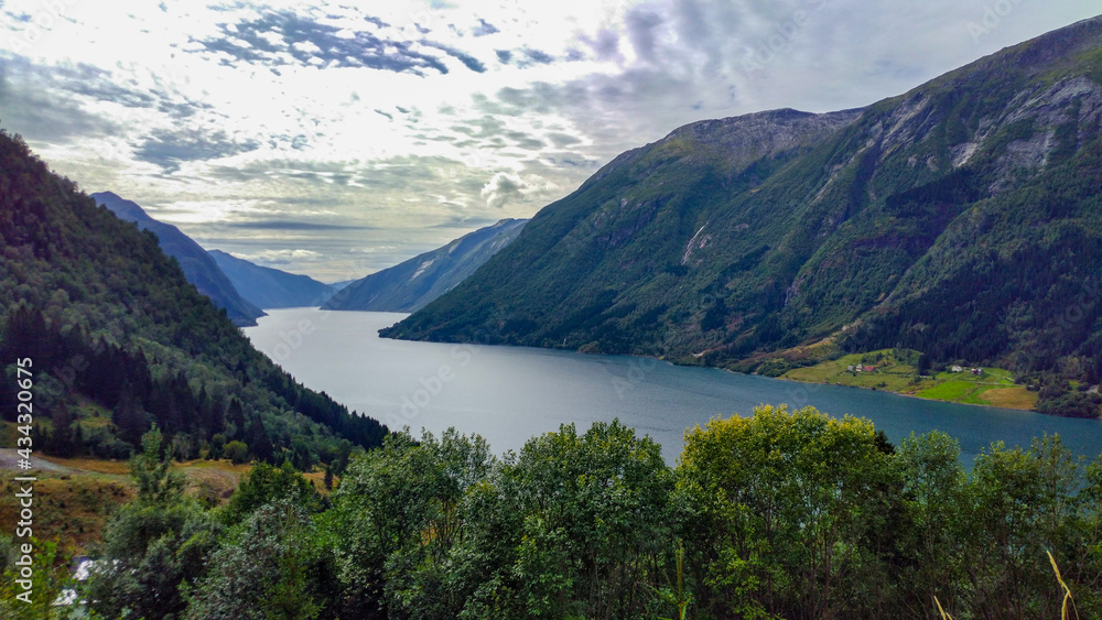 Fjord in norway, water mountains