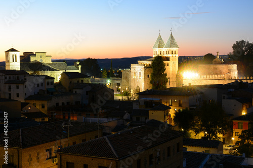 Toledo, Spain - October 29, 2020: View to the old town from the observation deck during sunset