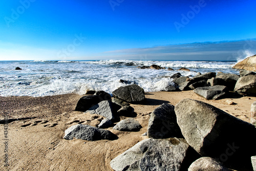 Brave sea on Miramar Beach in Porto, Portugal