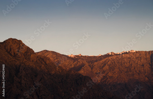 The city of Al Baha at the edge of the mountain