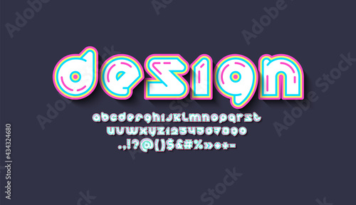 White modern alphabet, original rounded font, trendy letters from A to Z and numbers from 0 to 9, vector illustration 10EPS