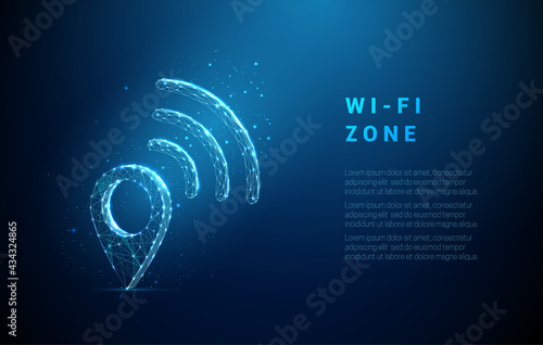 Abstract pin icon with wi fi symbol