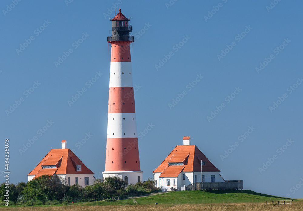Leuchtturm Westerheversand, Westerhever, Eiderstedt, Nordfriesland, Schleswig-Holstein, Deutschland
