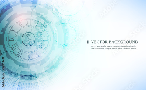 Vector technology background mechanic clock concept