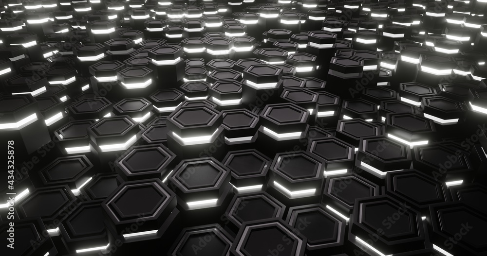 Black and White. Hexagon abstract background. hexagonal structure 3d illustration Black and White. Hexagon abstract background. hexagonal structure 3d illustration