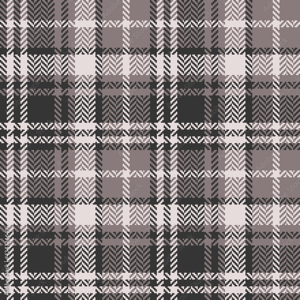 Plaid pattern seamless background in brown and beige. Modern asymmetric herringbone tartan check vector for flannel shirt, skirt, throw, other spring summer autumn winter fashion fabric print.