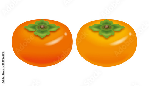 柿のイラスト。アイコンセット。