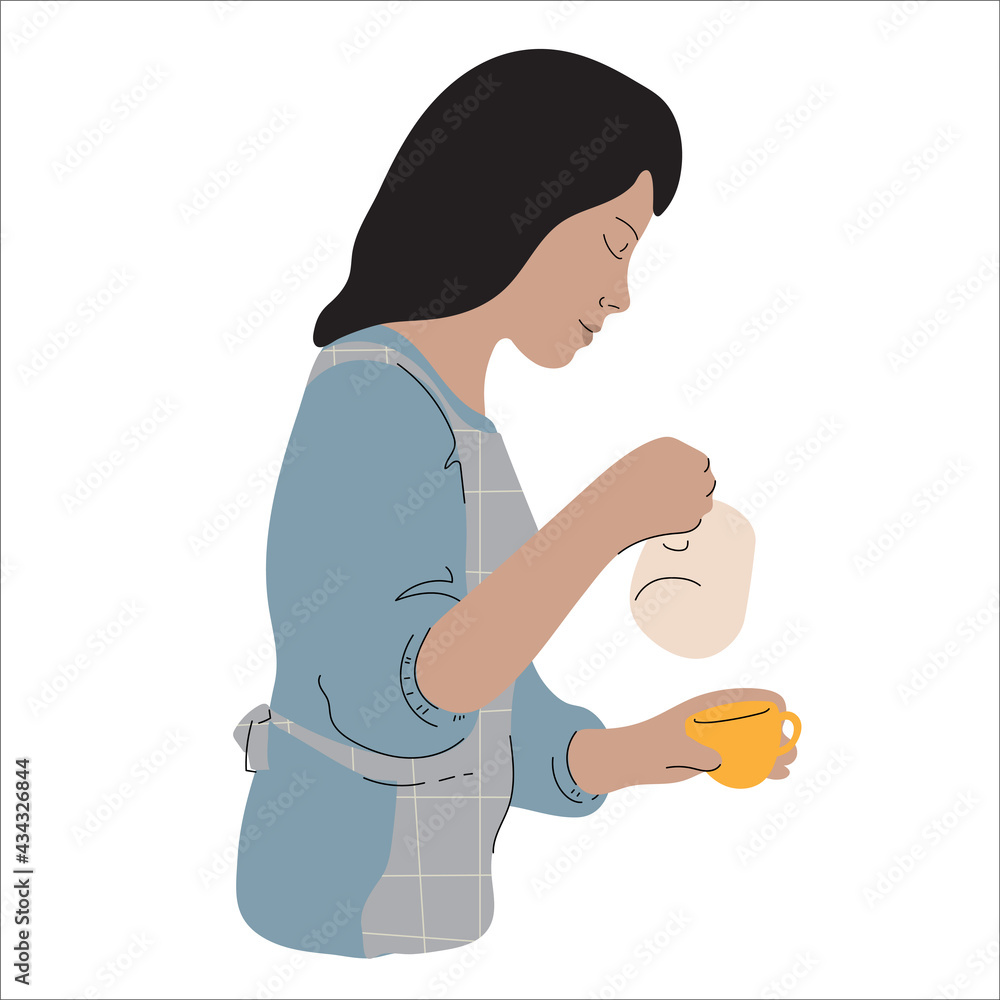 Barista. Person making hot drinks, coffee, tea, hot chocolate. Hobby and occupation. Cooking process. Barista. Person making hot drinks, coffee, tea, hot chocolate. Hobby and occupation. Cooking process.