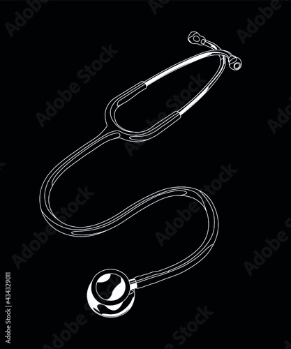 stethoscope white on black background