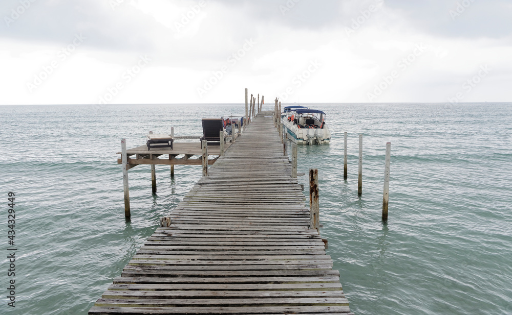 Boats stand at the pier coconut island