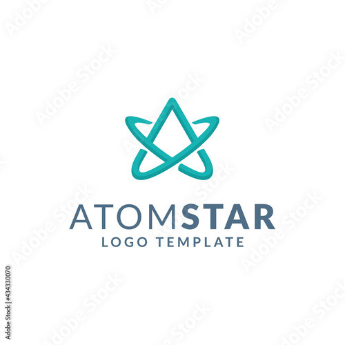 Initial Letter A with Atom Symbol and Star for Science Logo Design