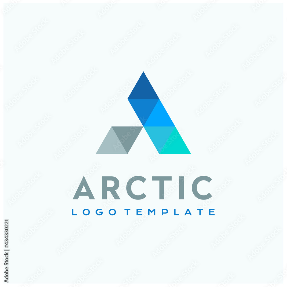 Initial Letter A for Aqua or Arctic with simple modern polygon low poly style logo design Initial Letter A for Aqua or Arctic with simple modern polygon low poly style logo design