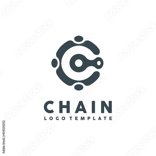 Initial Letter C with Chain Ring for Bike Bicycle logo design