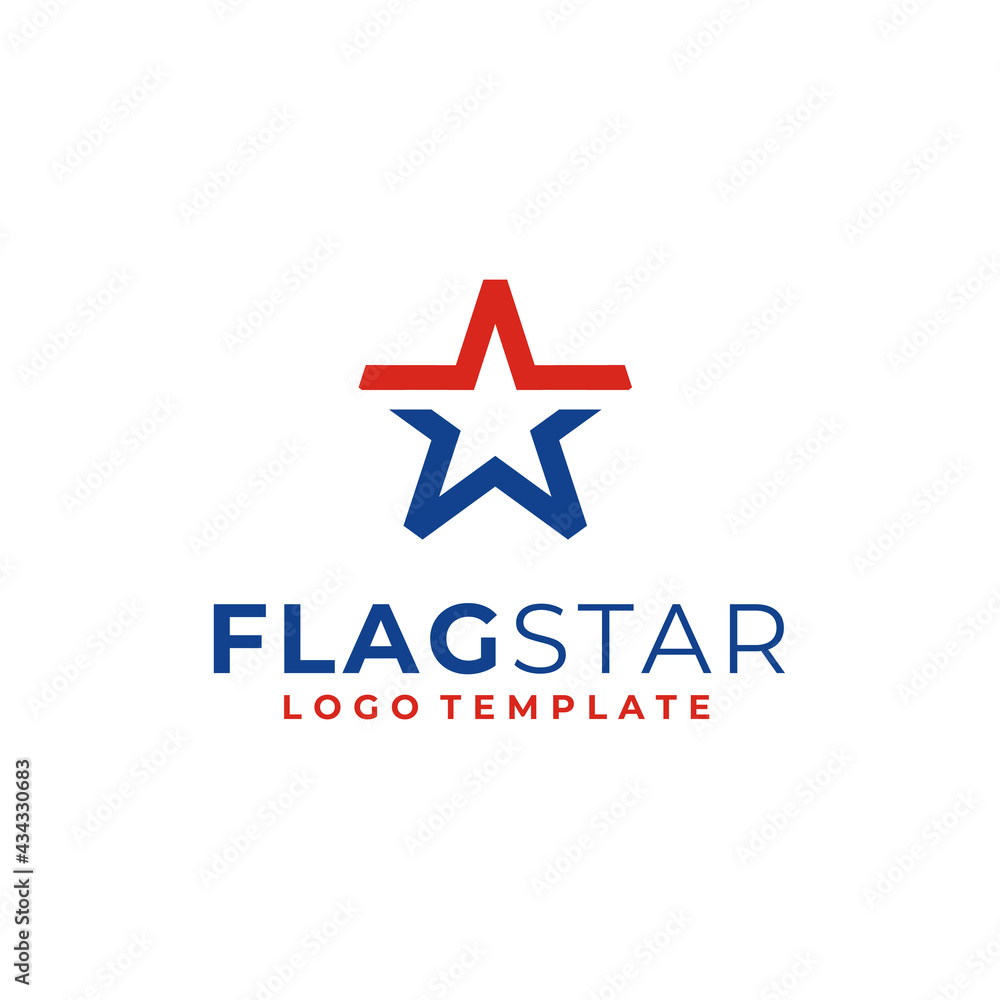 Ribbon Star with Blue Red National Color Flag for Government State or Patriotism Veteran Army logo design Ribbon Star with Blue Red National Color Flag for Government State or Patriotism Veteran Army logo design