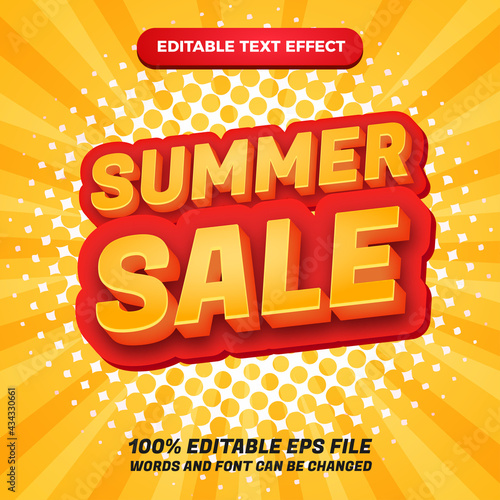 Summer sale editable text style effect illustrator. vector design template