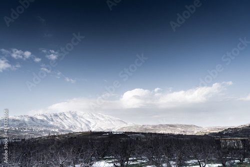 landscape of snow-capped peaks