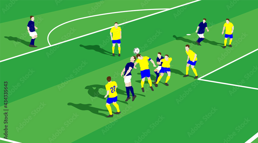 Soccer Powerful competition in front of the goal. Vector Soccer Powerful competition in front of the goal. Vector