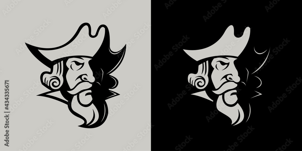 Pirate mascot line art logo. Pirate mascot line art logo.