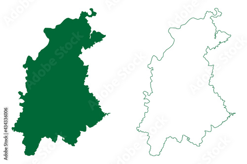 Panna district (Madhya Pradesh State, Sagar division, Republic of India) map vector illustration, scribble sketch Panna map