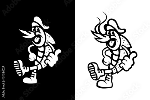  Shrimp captain line art logo.
