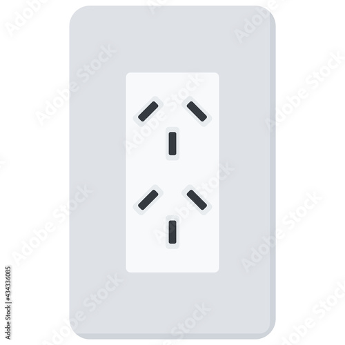 White Flat Wall Socket Vector Illustration Icon, Type I