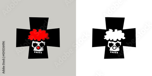  Skull clown logo in black cross.