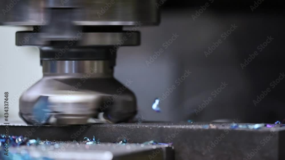 Metalworking. Universal vertical milling machine mills metal in slow motion. High quality FullHD footage Metalworking. Universal vertical milling machine mills metal in slow motion. High quality FullHD footage